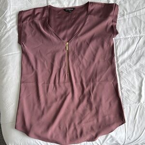 Express Women's Dusty Rose Zip-Front Blouse